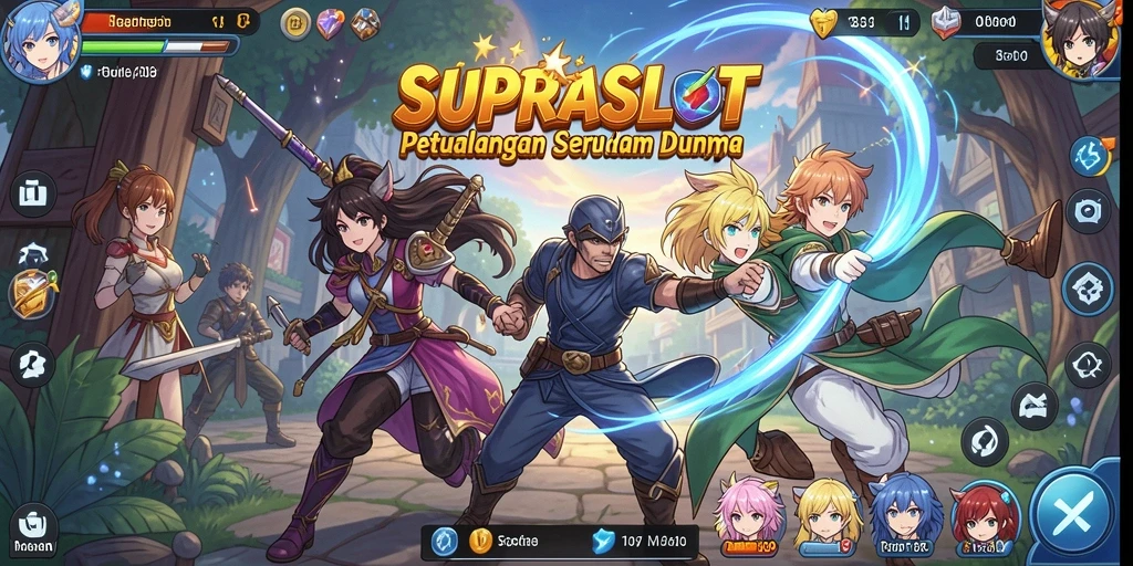 Screenshot menampilkan aksi seru dalam dunia SUPRASLOT.